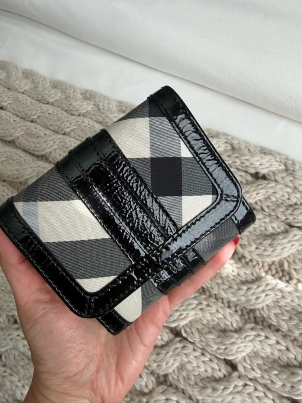 Vintage Burberry Black Beat Check Lowry Satchel & Matching Wallet Set